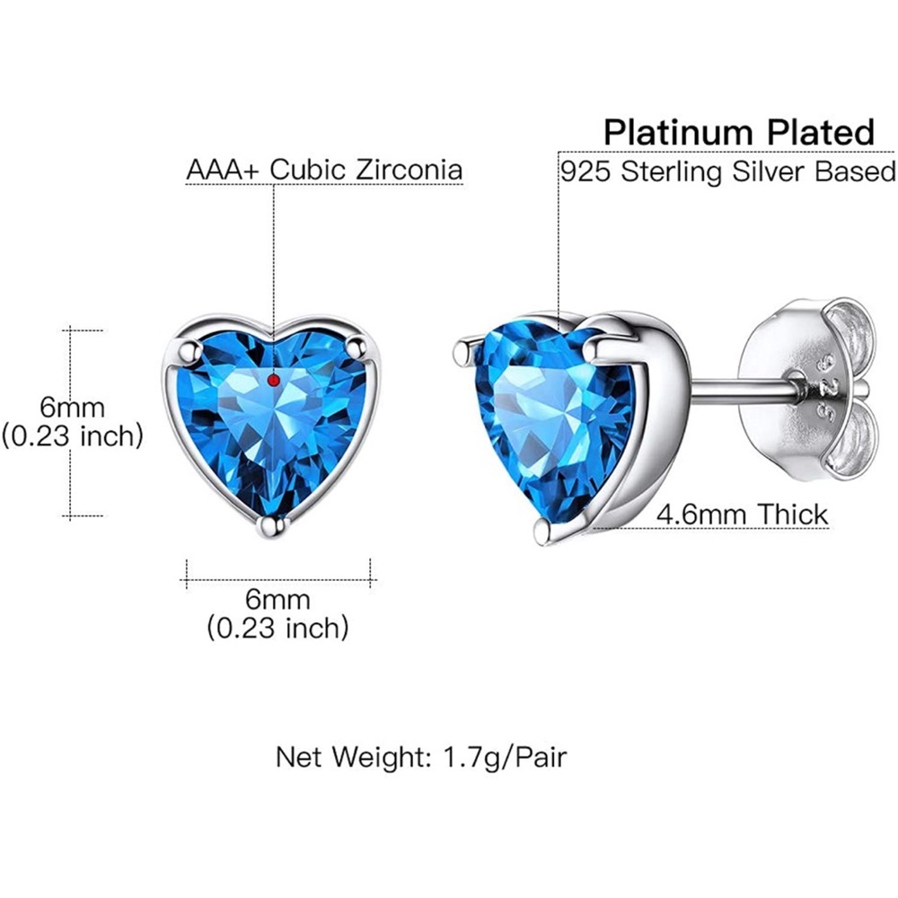 Heart Birthstone Sterling Silver Earrings - Picture 3 of 3